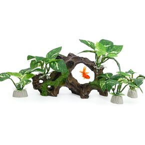 Driftwood Cave Aquarium Decor Plants Silk Aquarium for Betta Fish Tank Associations Decorations