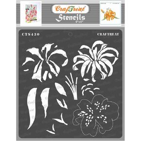 CRAFTREAT قابلة لإعادة الاستخدام ذات الطبقات زهرة الزهرة للطلاء على الخشب والجدار والبلاط واللوحة والورق والأشكال - تايغر ليلي الاستنسل - 6x6 بوصة - الفن والفنون الحرف ذات الطبقات ذات الطبقات الزهرة