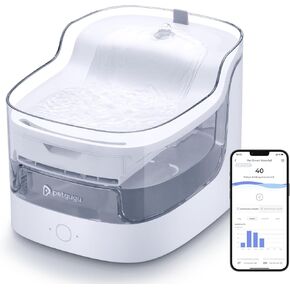 نافورة ماء Cat Ultra-Quiet/8 طبقات الترشيح/BPA خالية/الكلاب نوافير مياه مياه مياه للقطط اللاسلكية مضخة ذكية التحكم في تطبيق PET Health Manager 2.4G WIFI (PF1)