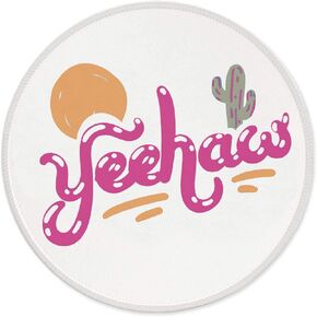 Znzd Hot Pink Western Yeehaw Mouse Pad 7.9 × 7.9 بوصة ، Wild West Country Desert Landscape Base Rabber Base Mousepads للمنزل College Dorm Decor