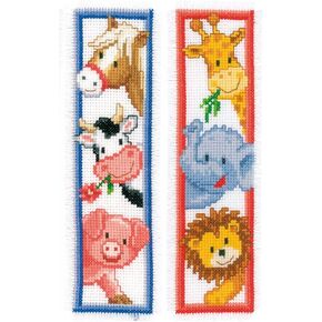 Vervaco Countted Cross Stitch Lockmark Kit 2.4 "x8" 2/PKG -Animals (14 Count) -V0012539