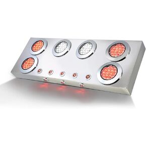 GG Grand General 91323 Stainless Steel Rear Center Light Panel with 4 inches and 1 inch Red/Clear LED Lights