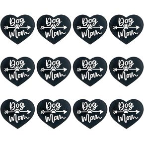 Lovymi 12PCS Mama Silicone Bocal Beads for Ambens ، multicalor dog mom mom beads for keychain making diy handicraft