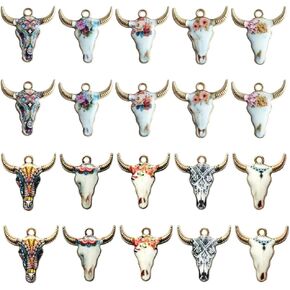 20pcs سحر بقرة لجمع المجوهرات مزيج اللون الثور سحر المينا المعلق