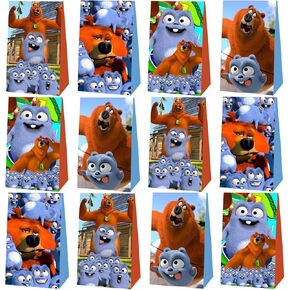 Boykim 12 PCS Grizzy Party Lemmings الأكياس الورقية Goody Party Supplies Party ، Grizzy Birthday Lemmings Paper Beacs Tie tie Happy Party Party Party Favor Supplies for Birthday Party.