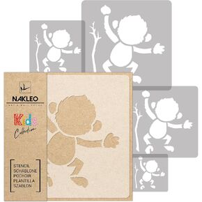 Nakleo 5 PCS القابل لإعادة الاستخدام من البلاستيك - قرد القرد قرد - 13.4 "إلى 3.5" - نمط الأطفال أطفال الطلاء ديكور غرفة - حرفي الأثاث الجدار DIY