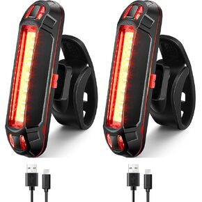 YUERWOVER Bike Tail Light Ultra Bright Bicycle Rear Light 2 Pack USB Rechargeable LED Safety Lamp Cycling Night Riding Essential Warning Light Waterproof 5 Modes Road Reflector Flasher