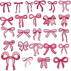 25 جهاز كمبيوتر لطيف القوس الوردي الحديد على البقع ، Coquette Bow Style Decored Decored للملابس DIY ، القبعات والأكياس الملحقات