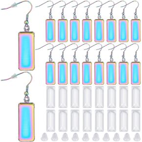 1 مربع 20pcs قوس قزح القوس قوس قزح الإطار فارغ 10x25mm مستطيل الحافة صواني قلادة مع cabochons الزجاج