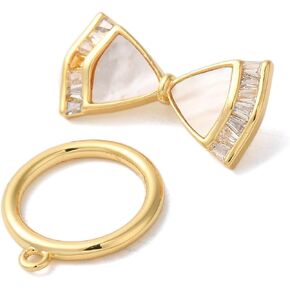 Liqunsweet 5 PCS Golden Color Heart Brass OT Clasps مع قذيفة وحب شكل حب T-Bar Closure Costender Clasp for DIY Making Making Bracelet Crafts