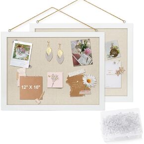 2 عبوة 16 "× 12" لوحة الفلين على الوجهين مع الكتان و 120pcs دبابيس لالوحة النشرة