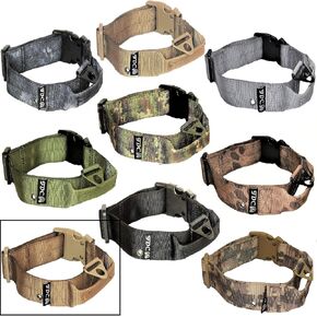FDC® Dog Tactical Collars with Handle Heavy Duty Training Military Army Width 1.5in Plastic Buckle TAG Hole Medium Large M, L, XL, XXL (XXL: Neck 20" - 24", Military Brown)