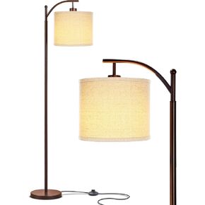 Brightech Montage Modern Floor Lamp - Tall Arc Shade for Living Room, Office & Bedroom - Mid-Century Bronze