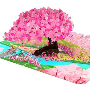 4BO منبثقة بطاقات يوم الأم ، زهرة الكرز 3D ، بطاقات عيد ميلاد يطفو على السطح للنساء ، الزوجة ، الأم ، الجدة ، شجرة الكرز ، حب الدراجات ، بطاقة الذكرى السنوية منبثقة