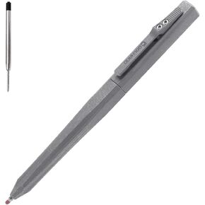 Cool Hand 5.3'' Titanium Alloy EDC Metal Pen, Slide Retractable Office Business Writing Pens, Ballpoint Ink Refillable, with a Refill, Stone Wash Finish Dark Gray