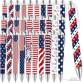 Supervitae 30 PCS American Flag Flag Ballpoint Pen Day 1.00 مم أقلام الحبر الأسود النجوم الوطنية Stripes Stripes For Home Office Supplies 4th of July Higors for Veterans Memorial Day