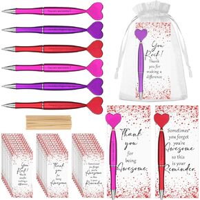 36 Sets Inspirational Gifts Bulk Appreciation Gifts for Coworkers Employees Motivational Heart Ballpoint Pens Thank You Cards Organza Bag Thank You Teacher Gift Nurse Mother's Day Graduation Grad Gift