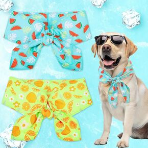 Expawlorer Dog Cooling Bandana - Summer Dog Bandanas مع حقيبة ثلج وطبقة عازلة حرارية ، وشاح Pet Pet للتجميد القابل لإعادة الاستخدام للأيام الحارة ، برودة الرقبة لجميع السلالات (اللون الأخضر الأزرق ، L)