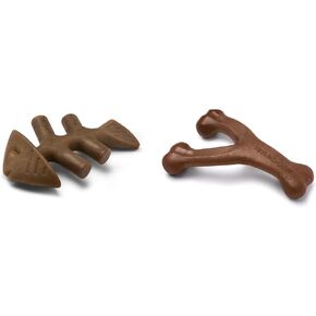 Benebone Fishbone Durable Dog Chew Toy for Aggressive Chewers, Real Fish, Made in USA, Large & Wishbone Durable Dog Chew Toy for Aggressive Chewers, Real Peanut, Made in USA, Large