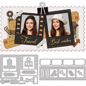 GLOBLELAND Vintage Slideshow Cut Dies Classical Filmstrip Photo Frame Cutting Dies for DIY Scrapbooking Paper Craft Stainless Steel Cutting Dies Stencils for DIY Card Making in Kuwait