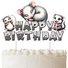 زخارف عيد ميلاد Opossum كعكة Opossum Topper Possum عيد ميلاد سعيد اختيار الديكور كعكة الماوس اللطيف للبنين اللوازم حفلة عيد ميلاد الفتيات