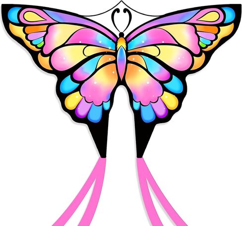 Simxkai Butterfly Kite for Kids & Adults, Easy to Fly Blue Big Kite for Beginners, Line Handle Included (1Pack 2Pack) in Kuwait