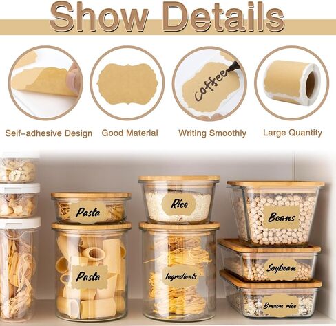 250pcs Blank Label Stickers for Gift Tags Name Labels Self-Adhesive Sealing Kraft Brown Handmade Bottle All-Purpose Mason Jar Labels Presents Decoration Jars Food Craft Tags 3 Styles Rectangles in Saudi Arabia