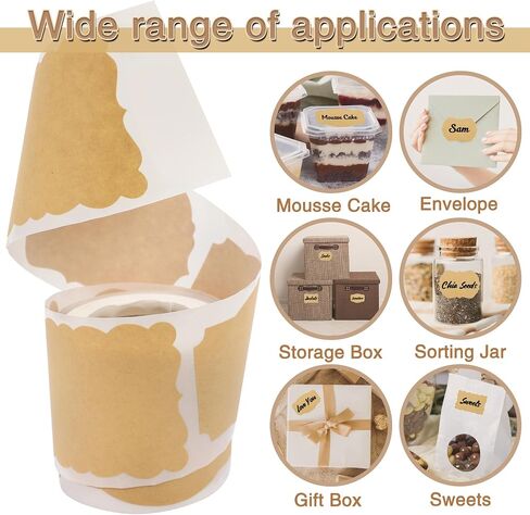 250pcs Blank Label Stickers for Gift Tags Name Labels Self-Adhesive Sealing Kraft Brown Handmade Bottle All-Purpose Mason Jar Labels Presents Decoration Jars Food Craft Tags 3 Styles Rectangles in Saudi Arabia