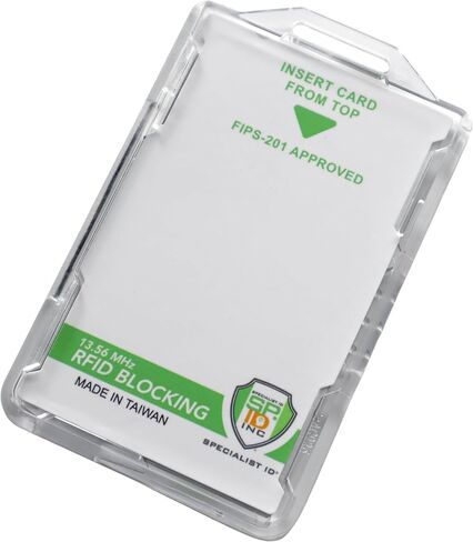 SPECIALIST ID RFID Blocking Badge Holder - Secure 2 Card Holder for Government, HSPD-12, CAC, TWIC, PIV, Smart Cards - Durable Hard Plastic, Dual Sided, RFID Badge Protection (Clear) in Saudi Arabia