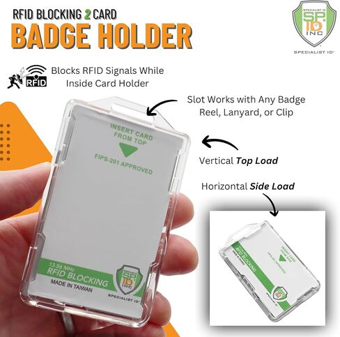 SPECIALIST ID RFID Blocking Badge Holder - Secure 2 Card Holder for Government, HSPD-12, CAC, TWIC, PIV, Smart Cards - Durable Hard Plastic, Dual Sided, RFID Badge Protection (Clear) in Saudi Arabia