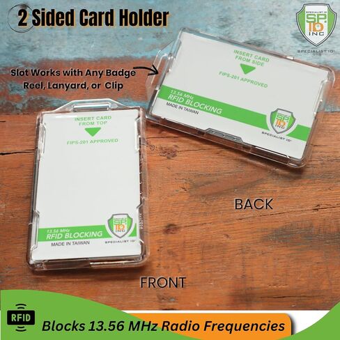 SPECIALIST ID RFID Blocking Badge Holder - Secure 2 Card Holder for Government, HSPD-12, CAC, TWIC, PIV, Smart Cards - Durable Hard Plastic, Dual Sided, RFID Badge Protection (Clear) in Saudi Arabia