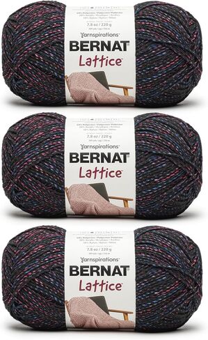 Bernat Lattice - 3 Pack of 389 Yards/7.8 oz Blacklight 54% Polyester 28% Acrylic 18% Nylon Yarn in Saudi Arabia