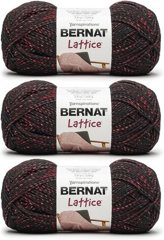 Bernat Lattice - 3 Pack of 389 Yards/7.8 oz Blacklight 54% Polyester 28% Acrylic 18% Nylon Yarn in Saudi Arabia