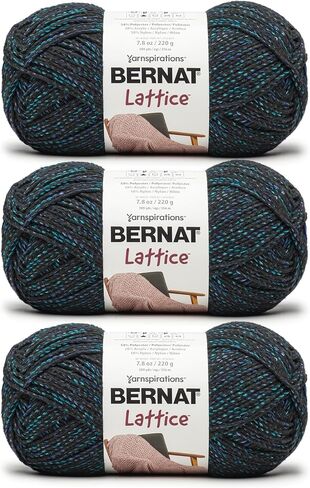 Bernat Lattice - 3 Pack of 389 Yards/7.8 oz Blacklight 54% Polyester 28% Acrylic 18% Nylon Yarn in Saudi Arabia