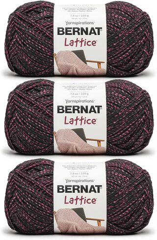 Bernat Lattice - 3 Pack of 389 Yards/7.8 oz Blacklight 54% Polyester 28% Acrylic 18% Nylon Yarn in Saudi Arabia