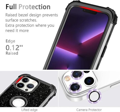 حافظة LONTECT لهاتف iPhone 11 لامعة لامعة بلينغ 3 في 1 حافظة حماية متينة لكامل الجسم مقاومة للصدمات لهاتف Apple iPhone 11 مع 2 واقي شاشة + 2 واقي عدسة الكاميرا، ذهبي وردي لامع in Kuwait