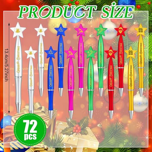 Sherr 72 Pcs Operation Christmas Pens Gift Bulk Christmas Star Shaped Ballpoint 1.0 mm Black Ink Pens for Adults Party School Office Home Supplies in Saudi Arabia
