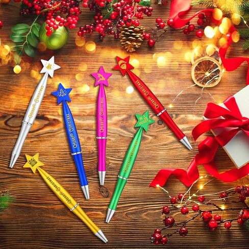 Sherr 72 Pcs Operation Christmas Pens Gift Bulk Christmas Star Shaped Ballpoint 1.0 mm Black Ink Pens for Adults Party School Office Home Supplies in Saudi Arabia