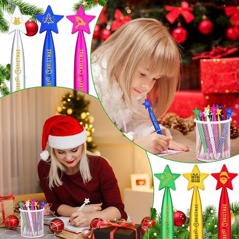 Sherr 72 Pcs Operation Christmas Pens Gift Bulk Christmas Star Shaped Ballpoint 1.0 mm Black Ink Pens for Adults Party School Office Home Supplies in Saudi Arabia