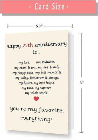 25 Year Anniversary Day Gifts for Him Her, Funny 25th Anniversary Cards for Couple Husband Wife, Sweet Twenty-five Wedding Aday Gifts Ideas Men Women in Saudi Arabia
