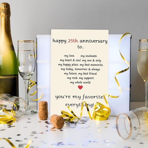 25 Year Anniversary Day Gifts for Him Her, Funny 25th Anniversary Cards for Couple Husband Wife, Sweet Twenty-five Wedding Aday Gifts Ideas Men Women in Saudi Arabia