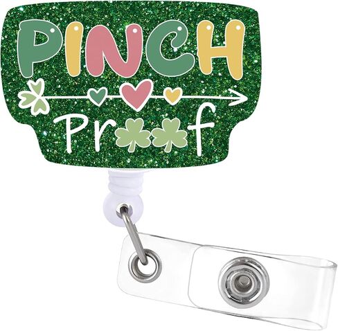 St. Patrick's Day Badge Reel Retractable with Alligator Clip Pinch Proof Acrylic Badge Clip Shamrocks Name ID Badge Holder for ER, RN, Nursing, Medical Office in Saudi Arabia