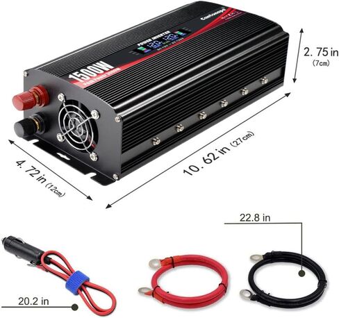 Cantonape 1000W/2000W (الذروة) محول طاقة السيارة DC 12V إلى 110V AC محول مع شاشة LCD منافذ تيار متردد مزدوجة وشاحن سيارة USB مزدوج للسيارة والمنزل والكمبيوتر المحمول في الهواء الطلق باللون الأحمر in Kuwait