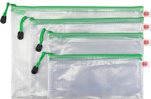 Zippered Envelope Organization Storage Pouch Bags (4, Green) - PVC in Saudi Arabia
