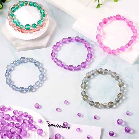 Cheriswelry 300Pcs Transparent Round Glass Beads 6mm 8mm 10mm Assorted Crystal Beads Loose Spacer Ball Beads with Glitter Powder for Necklace Bracelet Earrings Jewelry Making Decor (Light Steel Blue) in Saudi Arabia