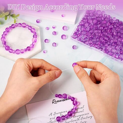 Cheriswelry 300Pcs Transparent Round Glass Beads 6mm 8mm 10mm Assorted Crystal Beads Loose Spacer Ball Beads with Glitter Powder for Necklace Bracelet Earrings Jewelry Making Decor (Light Steel Blue) in Saudi Arabia