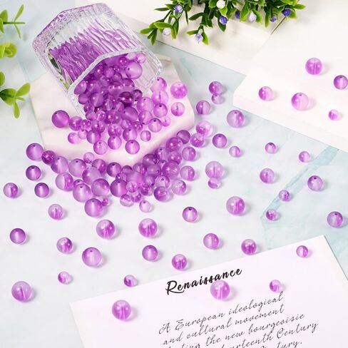 Cheriswelry 300Pcs Transparent Round Glass Beads 6mm 8mm 10mm Assorted Crystal Beads Loose Spacer Ball Beads with Glitter Powder for Necklace Bracelet Earrings Jewelry Making Decor (Light Steel Blue) in Saudi Arabia