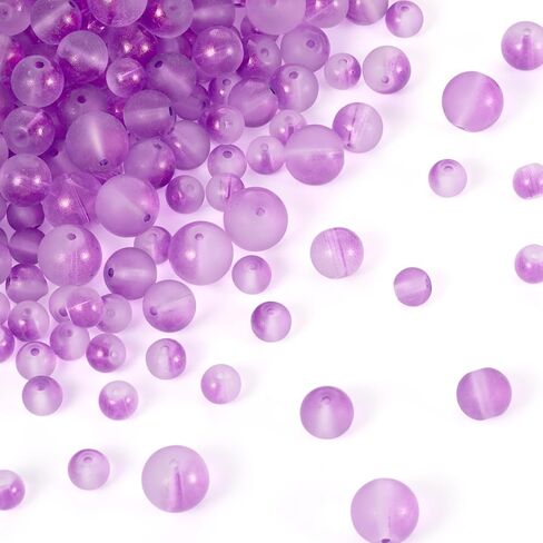 Cheriswelry 300Pcs Transparent Round Glass Beads 6mm 8mm 10mm Assorted Crystal Beads Loose Spacer Ball Beads with Glitter Powder for Necklace Bracelet Earrings Jewelry Making Decor (Light Steel Blue) in Saudi Arabia