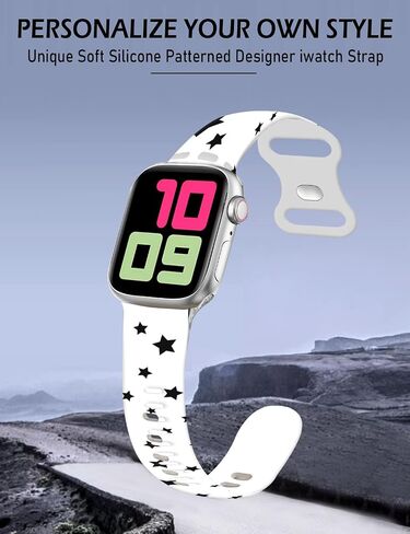 Cute Sport Watch Bands Compatible With Apple Watch Band 38mm 40mm 41mm for Women Men, Adjustable Soft Silicone Replacement Smartwatch Wristband for iWatch Series 7 6 5 4 3 2 1 SE(Beige) in Kuwait
