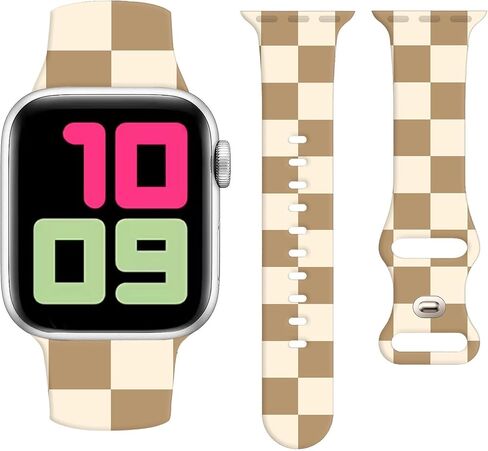 أحزمة ساعة رياضية لطيفة متوافقة مع سوار ساعة Apple 38 مم 40 مم 41 مم للنساء والرجال، سوار معصم بديل من السيليكون الناعم القابل للتعديل لسلسلة iWatch 7 6 5 4 3 2 1 SE (بيج) in Kuwait